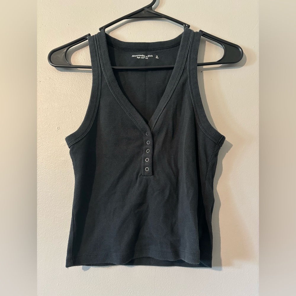 Abercrombie & Fitch Black Tank Top with Button Detail